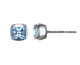 Silver Stud Earrings with Blue Topaz Gemstones